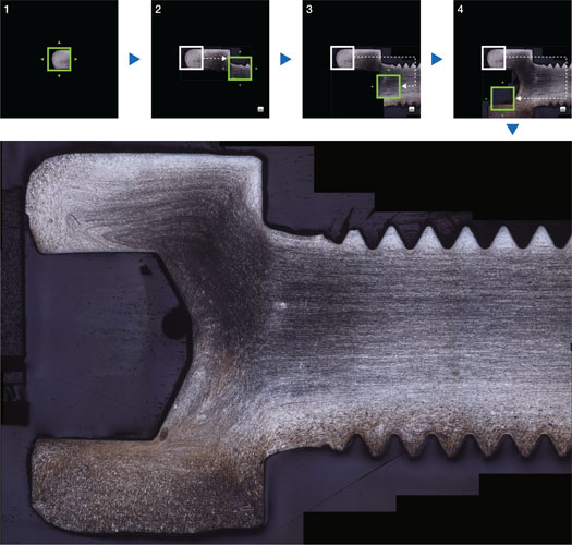 通過手指及鼠標(biāo)等直觀操作,輕松完成拼接效果的“全景攝影”功能(螺栓斷面)